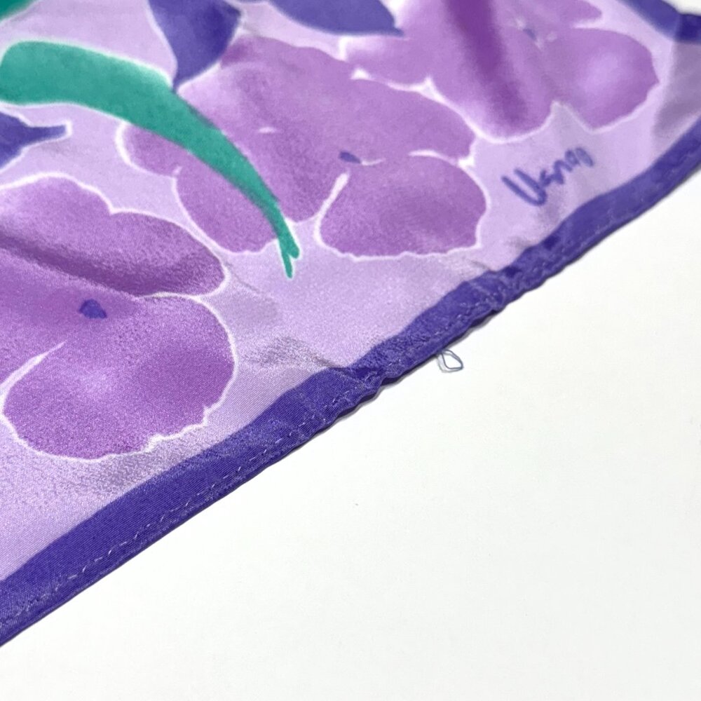 Vtg Vera Neumann Floral Silky Rectangle Scarf Tulips Purple Pink Large Scale - Picture 6 of 7